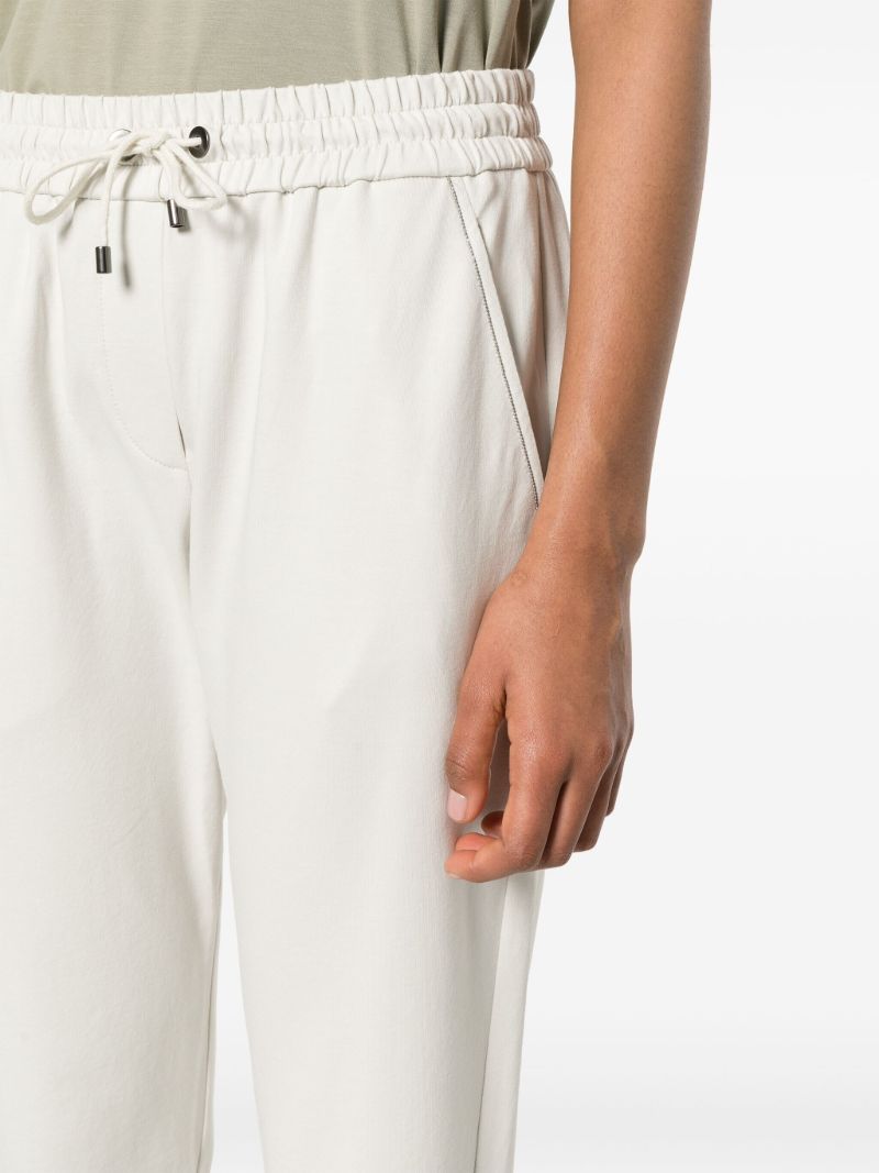 Neutral Monilli Chain-embellished Trousers