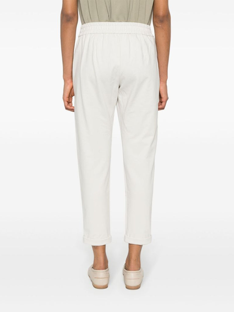 Neutral Monilli Chain-embellished Trousers