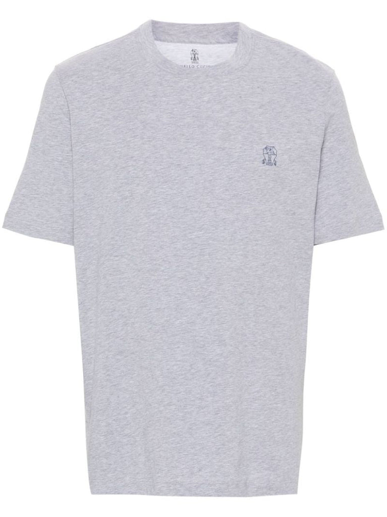 Grey Logo-print Cotton T-shirt
