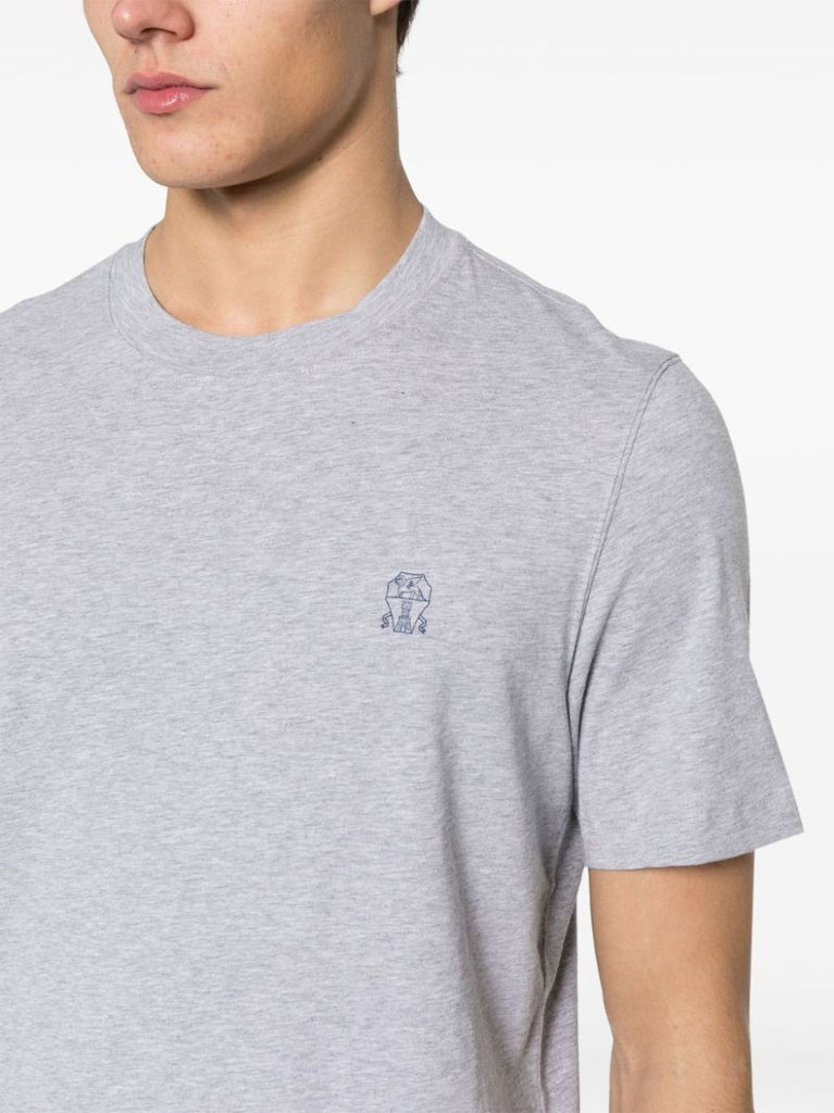 Grey Logo-print Cotton T-shirt