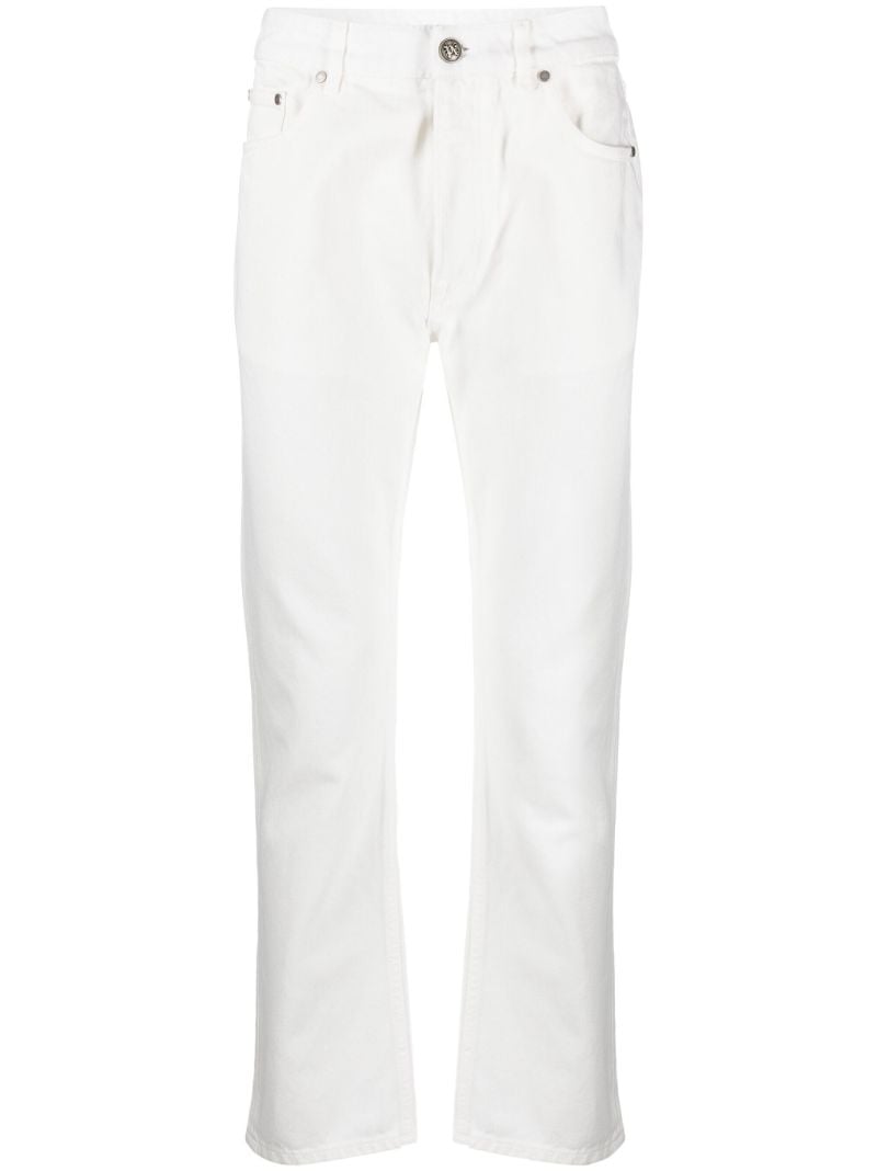 White Logo-embossed Straight-leg Jeans