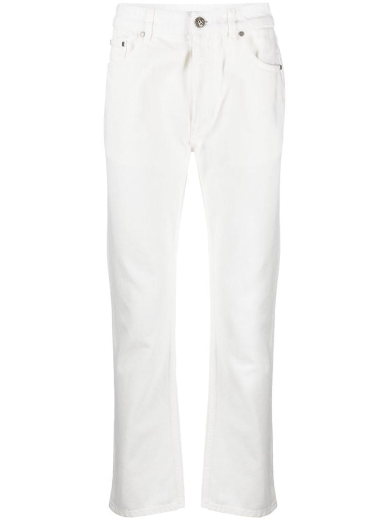 White Logo-embossed Straight-leg Jeans