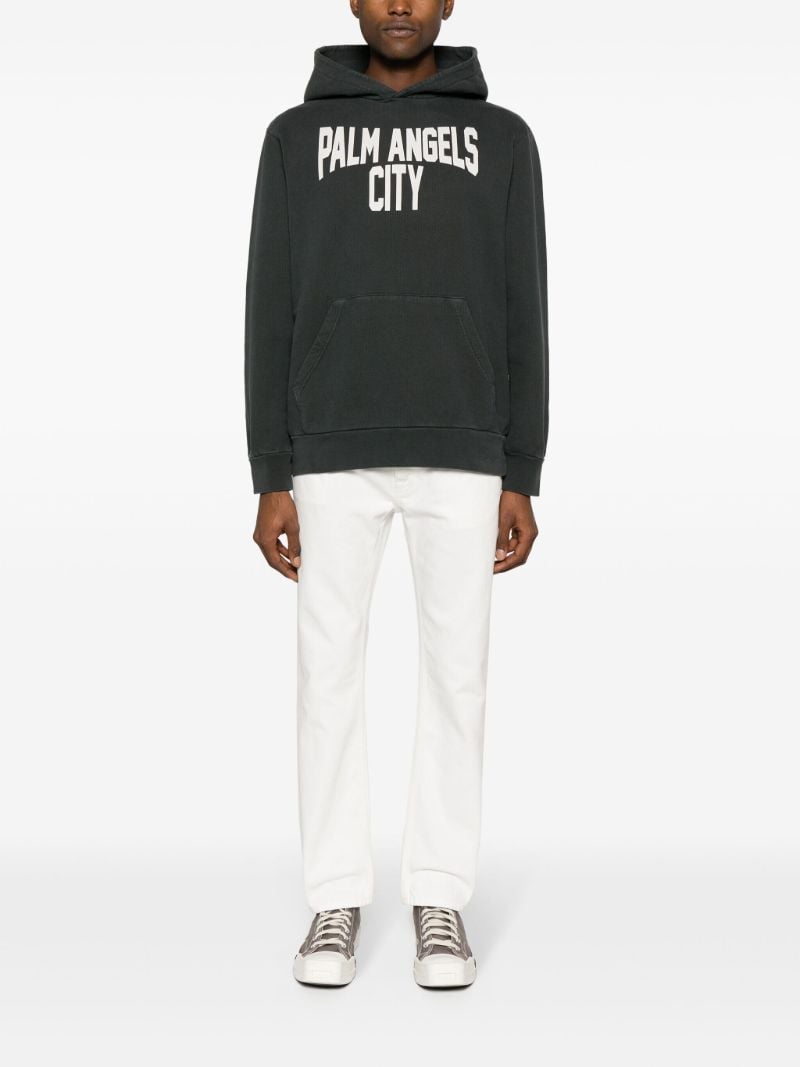 White Logo-embossed Straight-leg Jeans