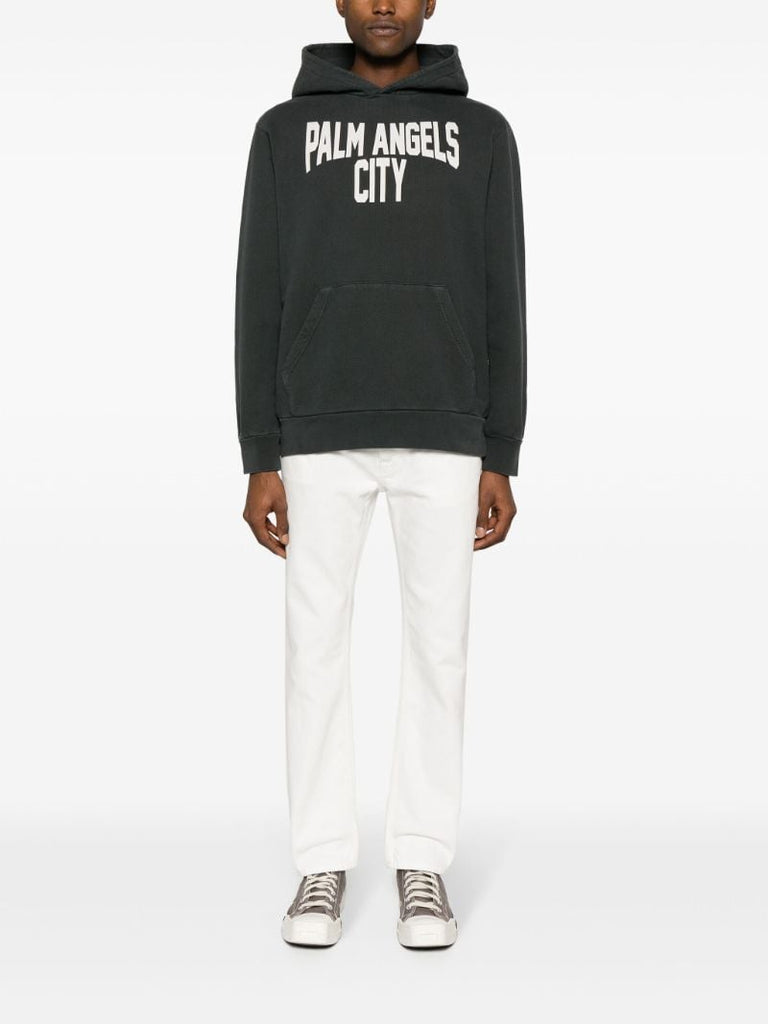 White Logo-embossed Straight-leg Jeans