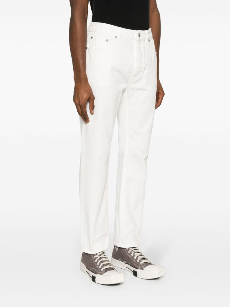 White Logo-embossed Straight-leg Jeans