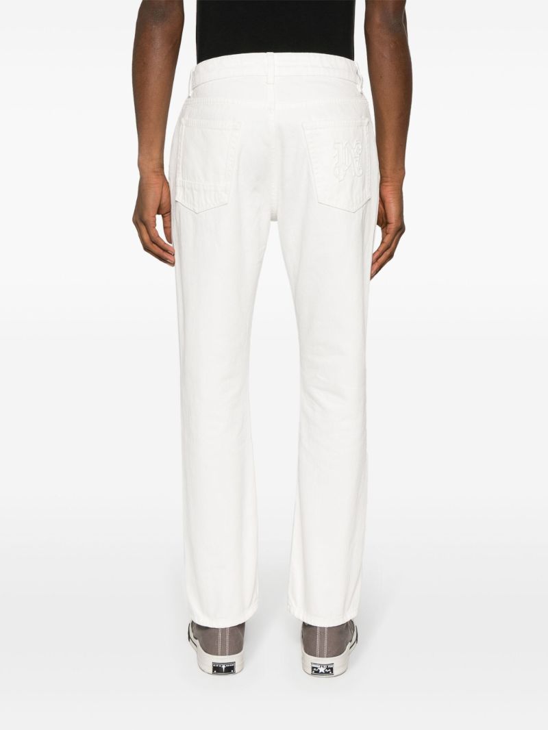 White Logo-embossed Straight-leg Jeans