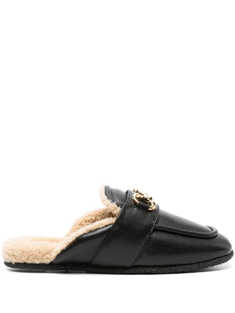 Black Horsebit Leather Slippers