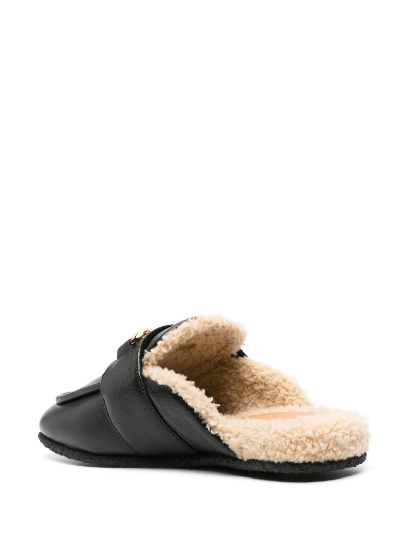 Black Horsebit Leather Slippers