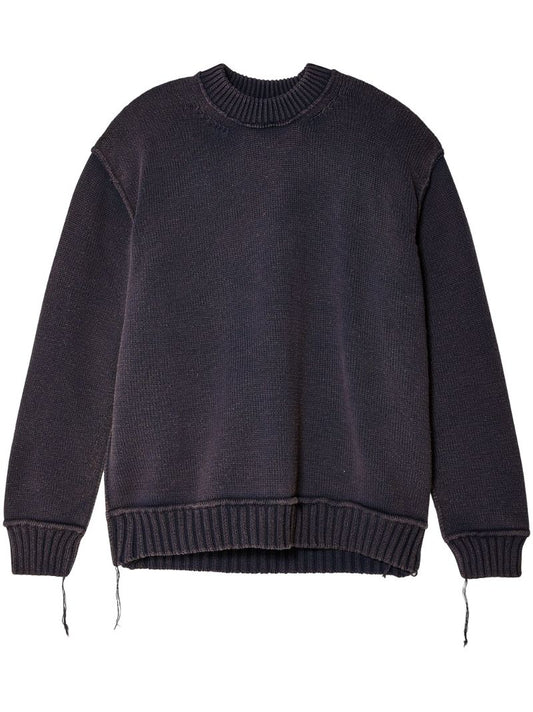 Blue Cotton Crew-neck Jumper