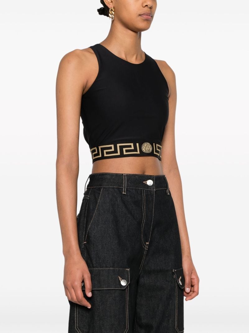 Black Greca Crop Tank Top