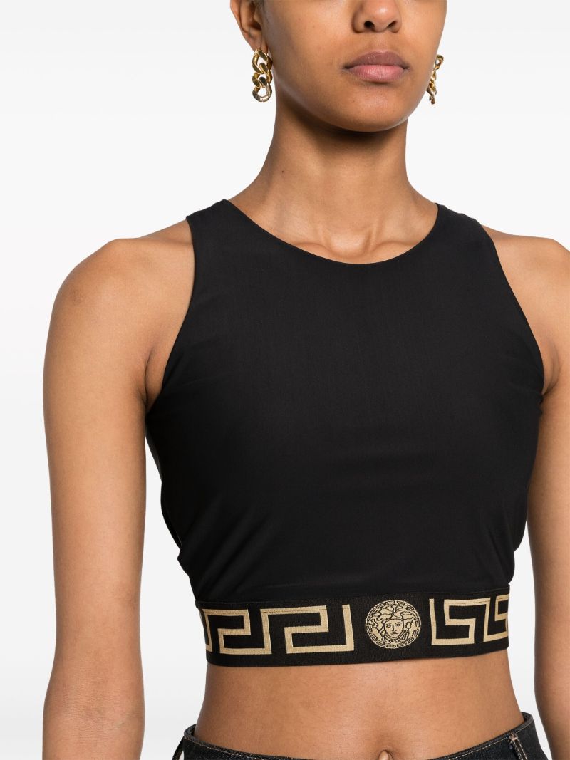 Black Greca Crop Tank Top