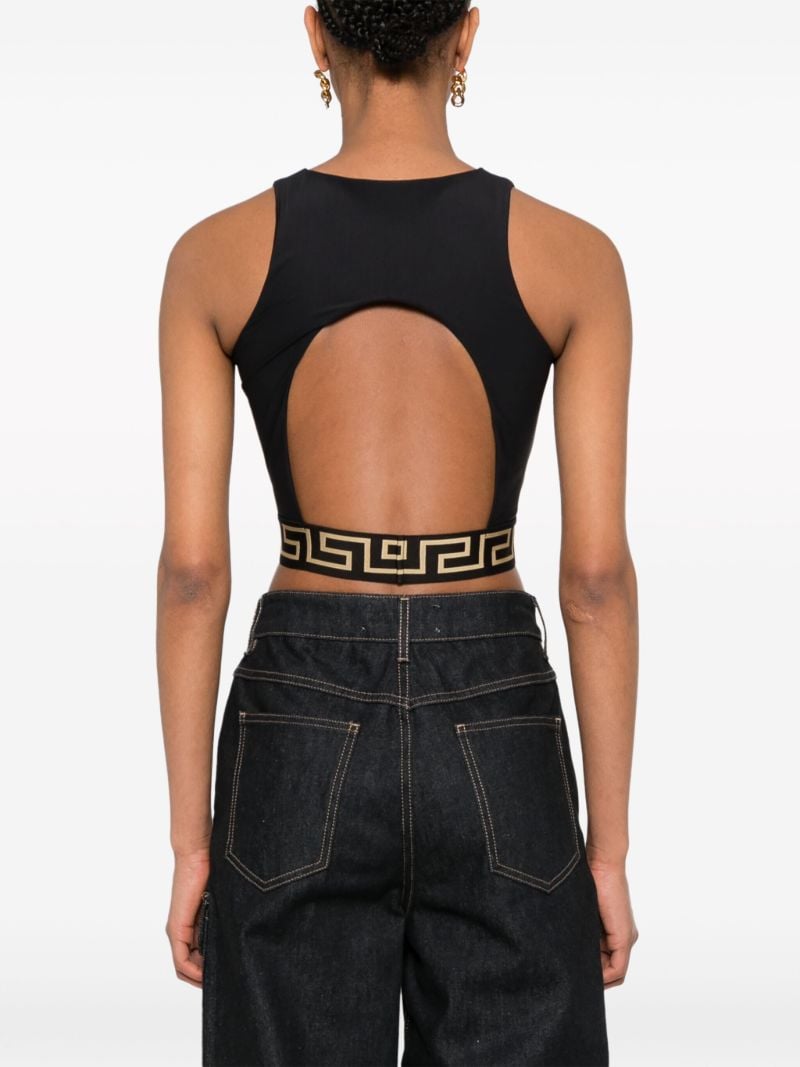 Black Greca Crop Tank Top