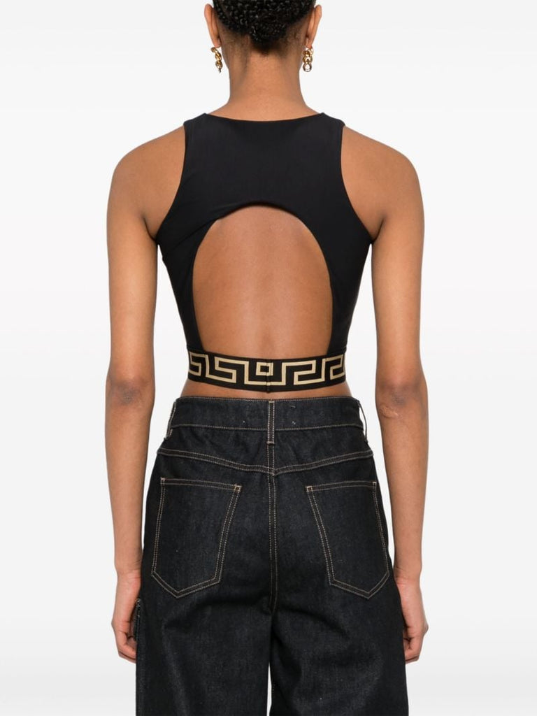 Black Greca Crop Tank Top
