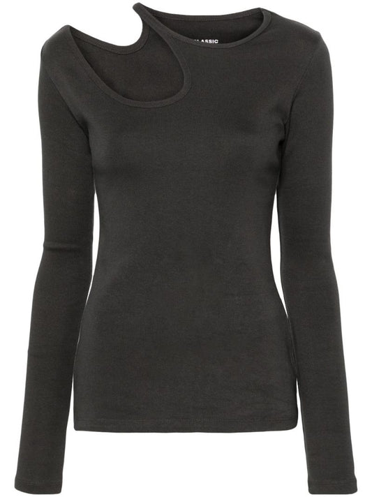 Grey Cut-out Cotton Top