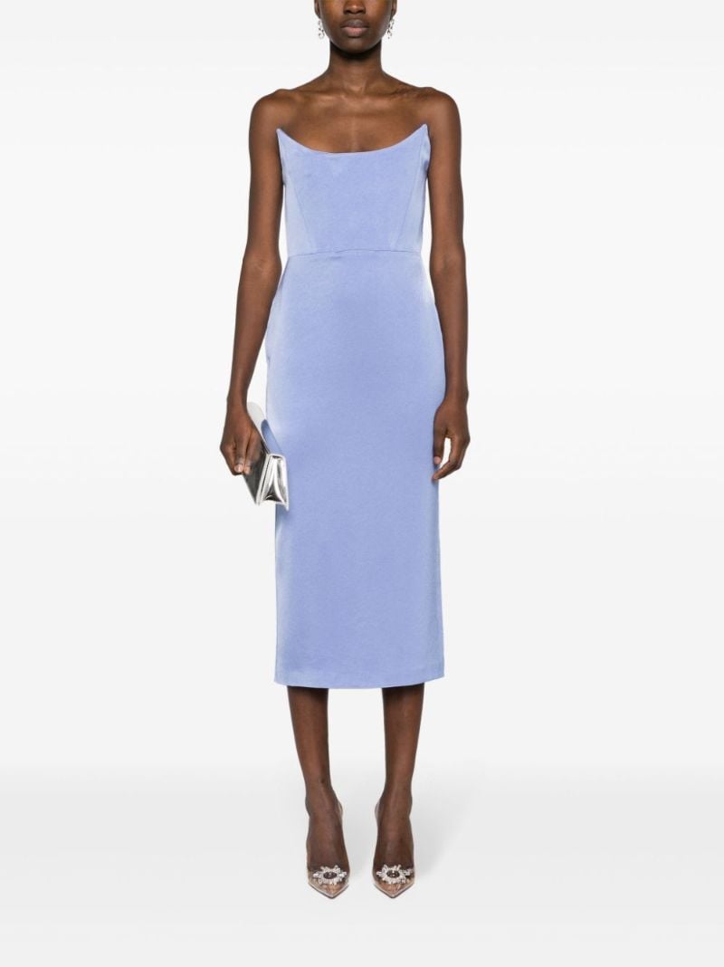 Blue Corset Satin Midi Dress
