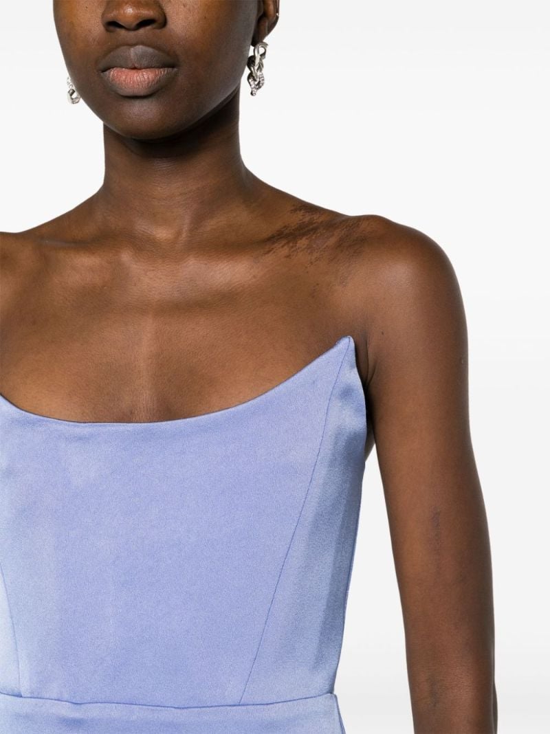Blue Corset Satin Midi Dress