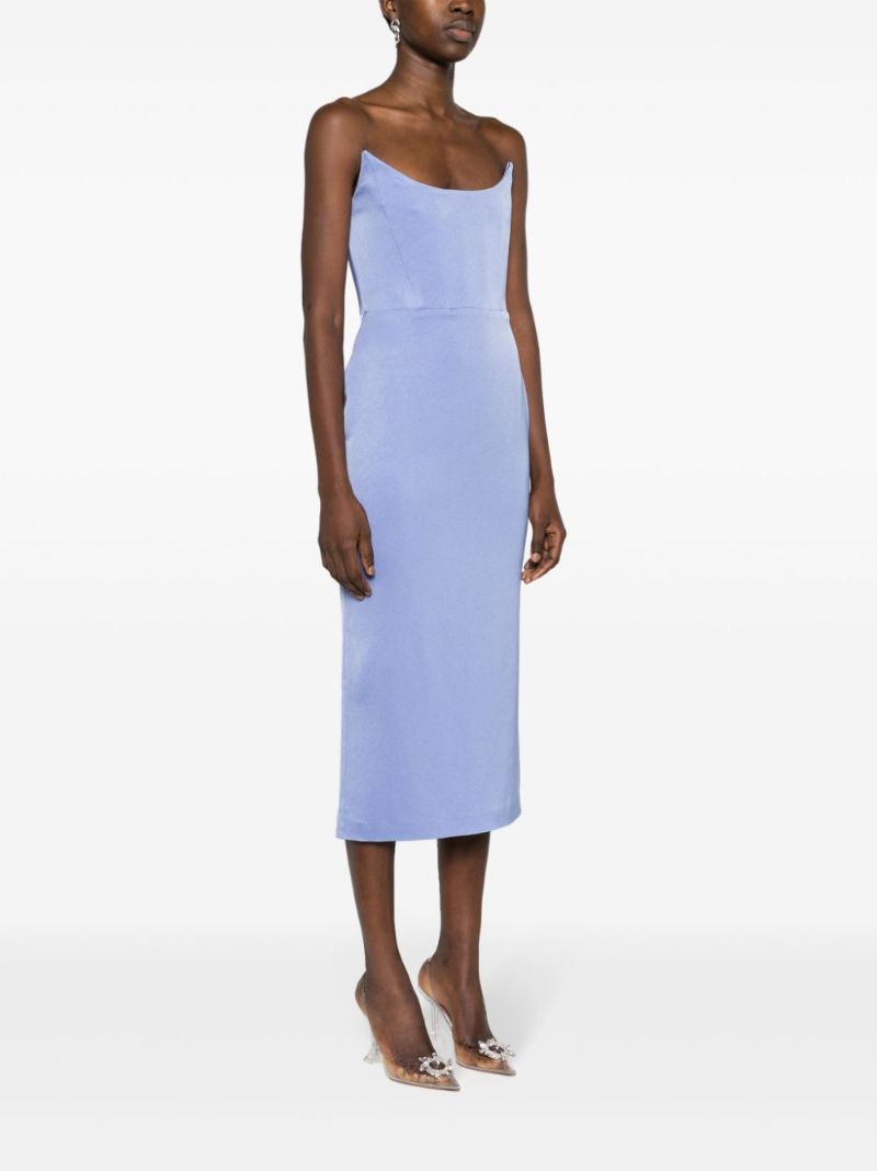 Blue Corset Satin Midi Dress