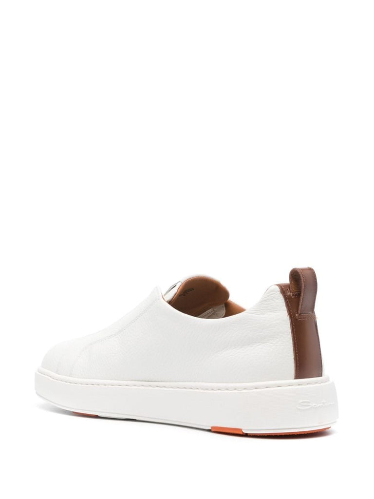 White Tumbled Leather Slip-on Sneakers
