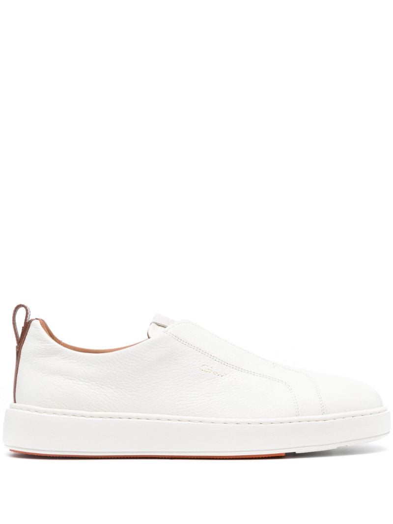 White Tumbled Leather Slip-on Sneakers