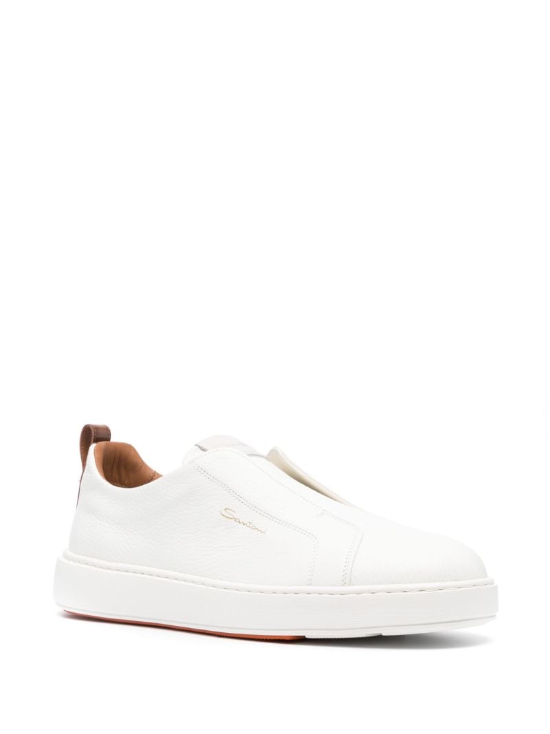 White Tumbled Leather Slip-on Sneakers