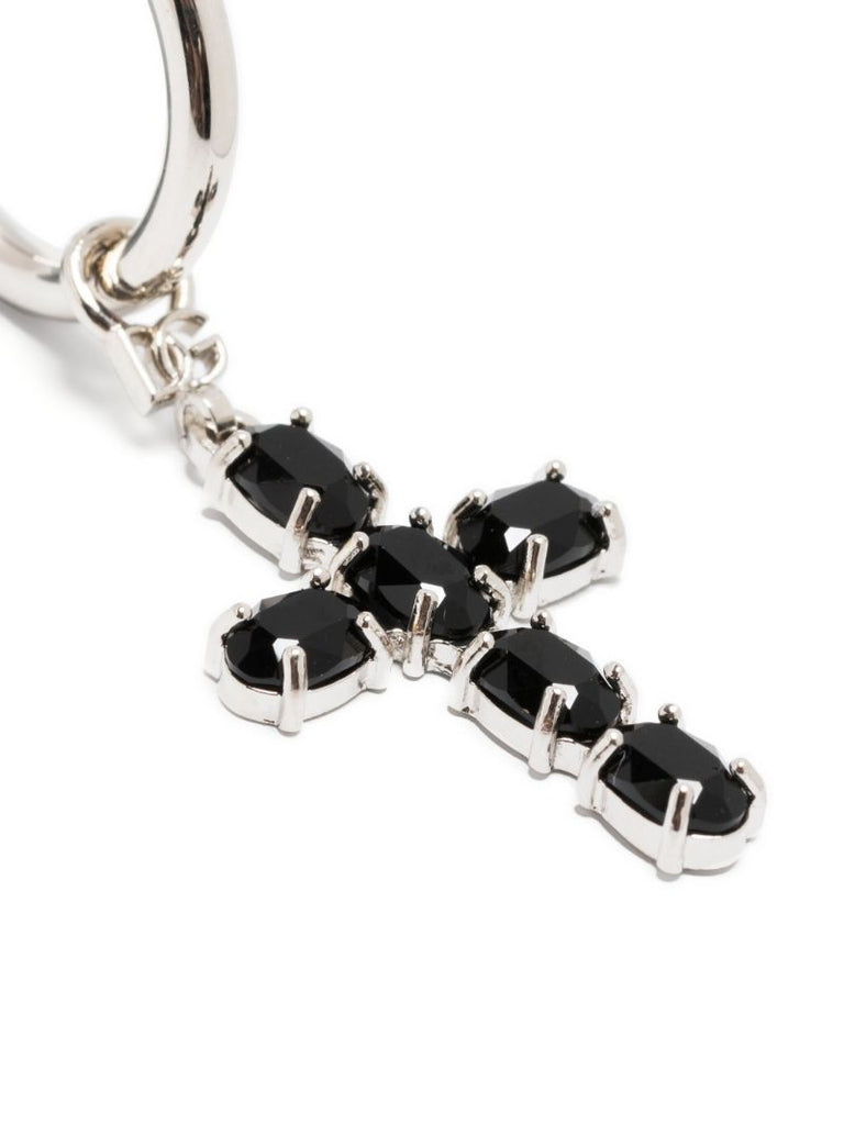 Black Cross-charm Hoop Earrings