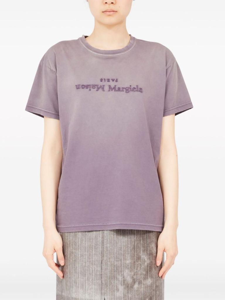 Purple Reverse Logo-embroidered T-shirt