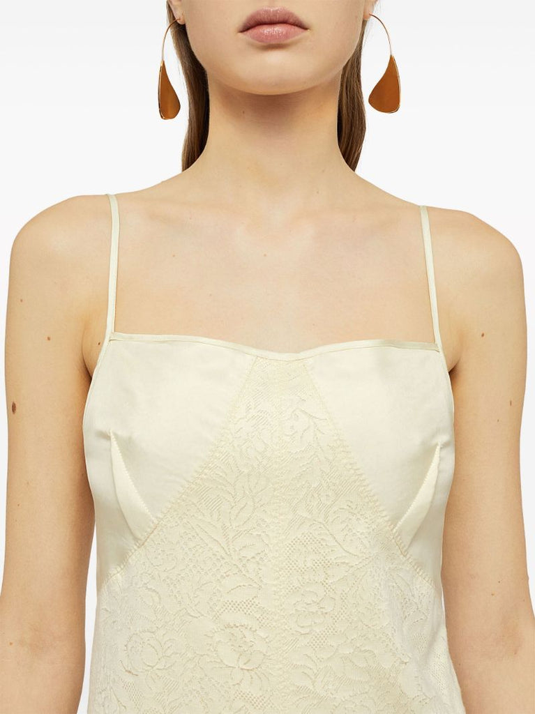 Neutral Cotton-blend Midi Dress