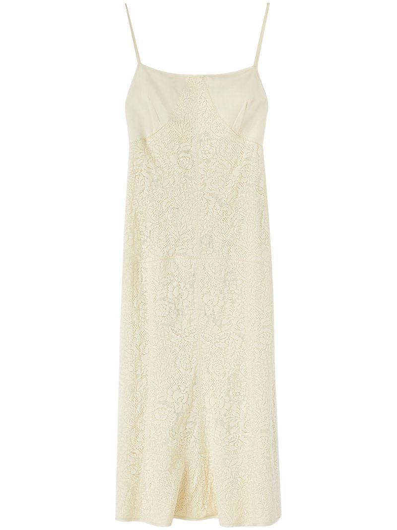 Neutral Cotton-blend Midi Dress