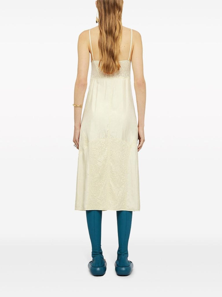 Neutral Cotton-blend Midi Dress