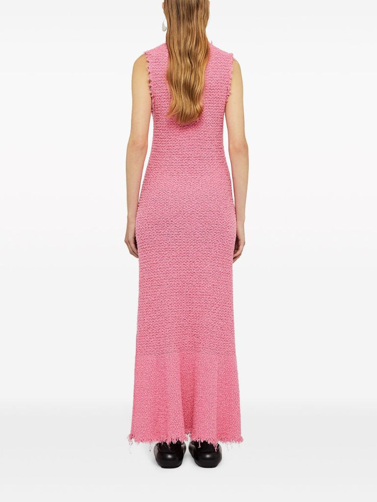 Pink Embroidered Sleeveless Maxi Dress