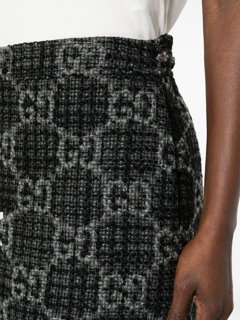 Grey Gg-pattern Tweed Miniskirt