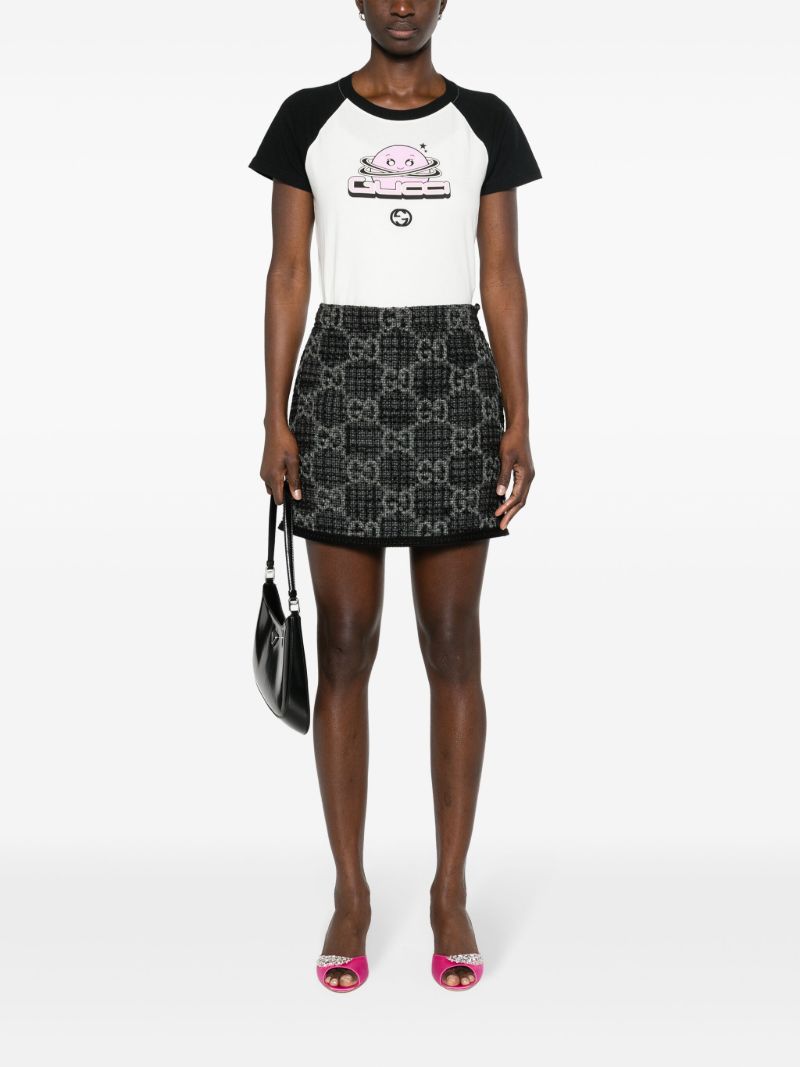Grey Gg-pattern Tweed Miniskirt