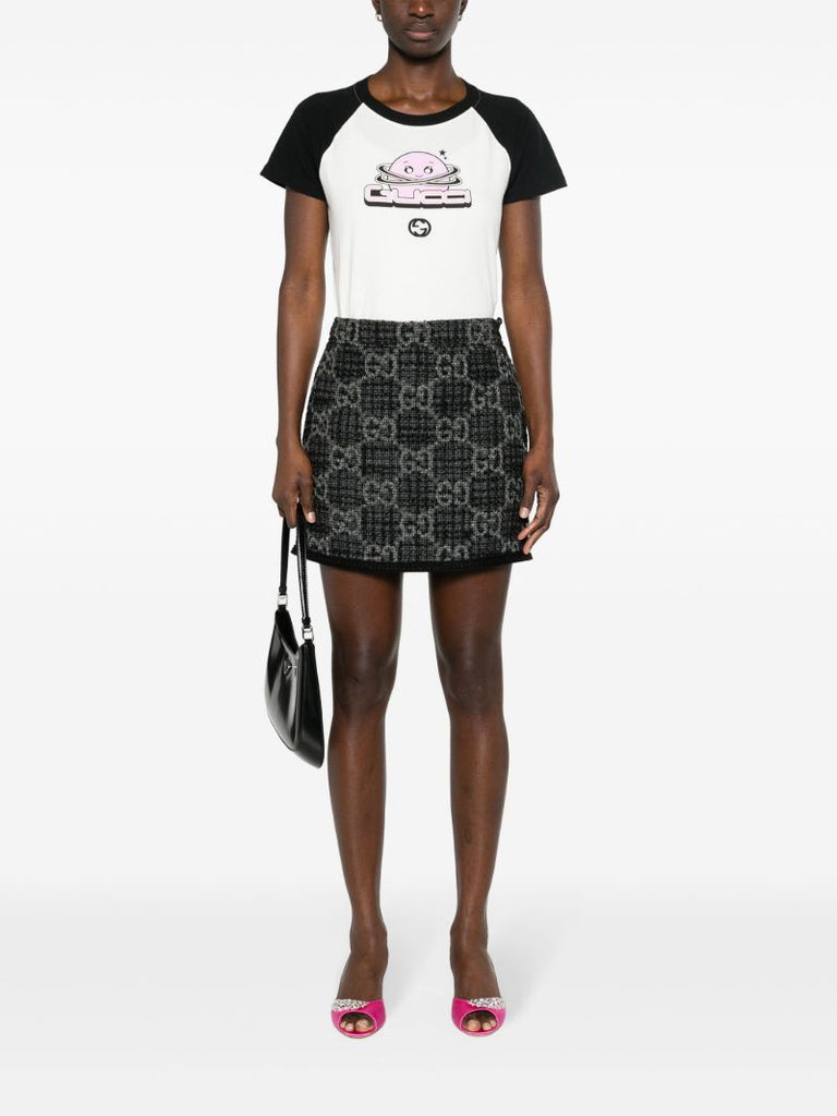 Grey Gg-pattern Tweed Miniskirt
