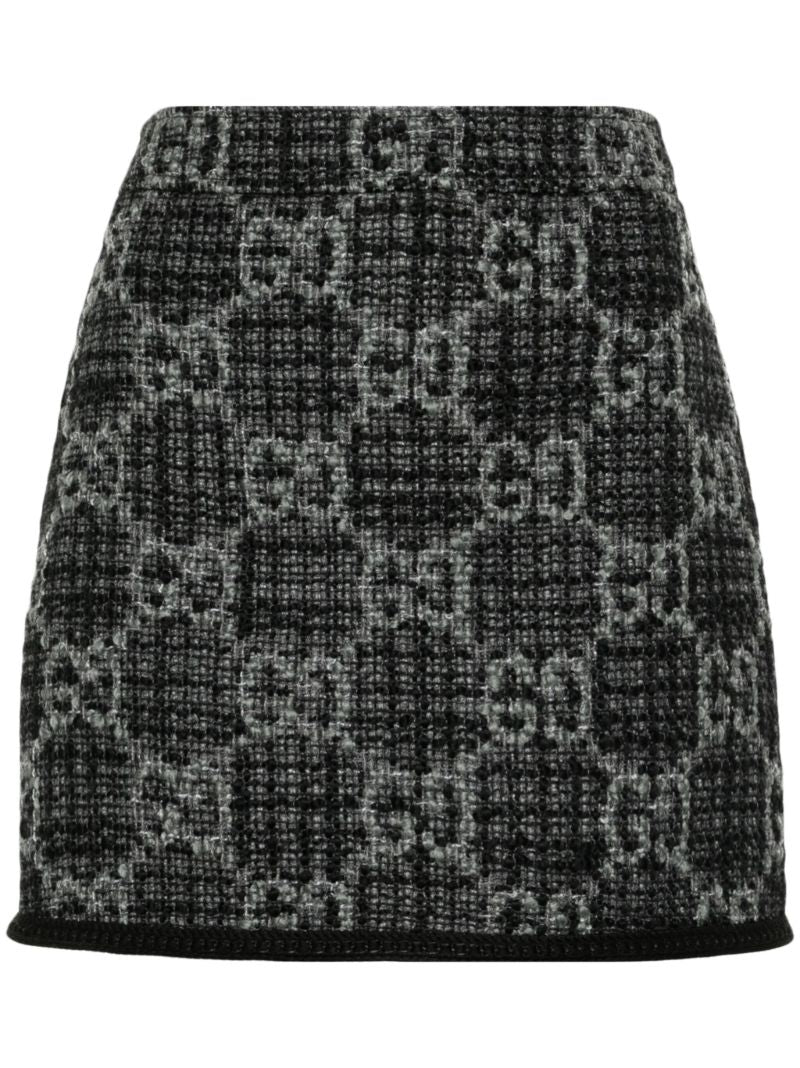 Grey Gg-pattern Tweed Miniskirt