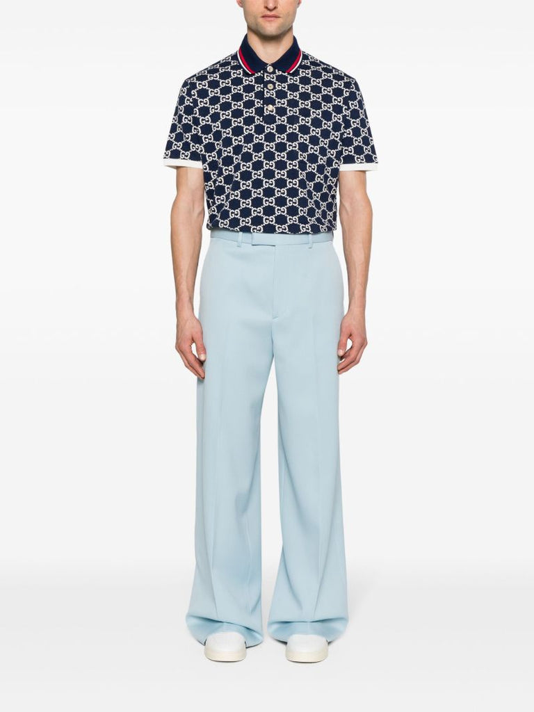 Blue Wool Gabardine Trousers