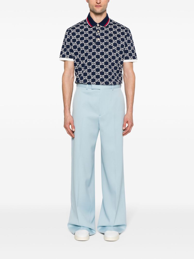 Blue Wool Gabardine Trousers