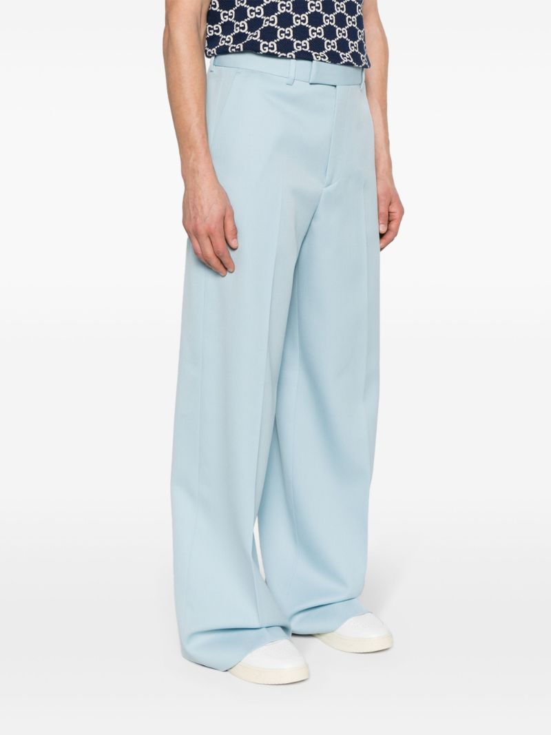 Blue Wool Gabardine Trousers