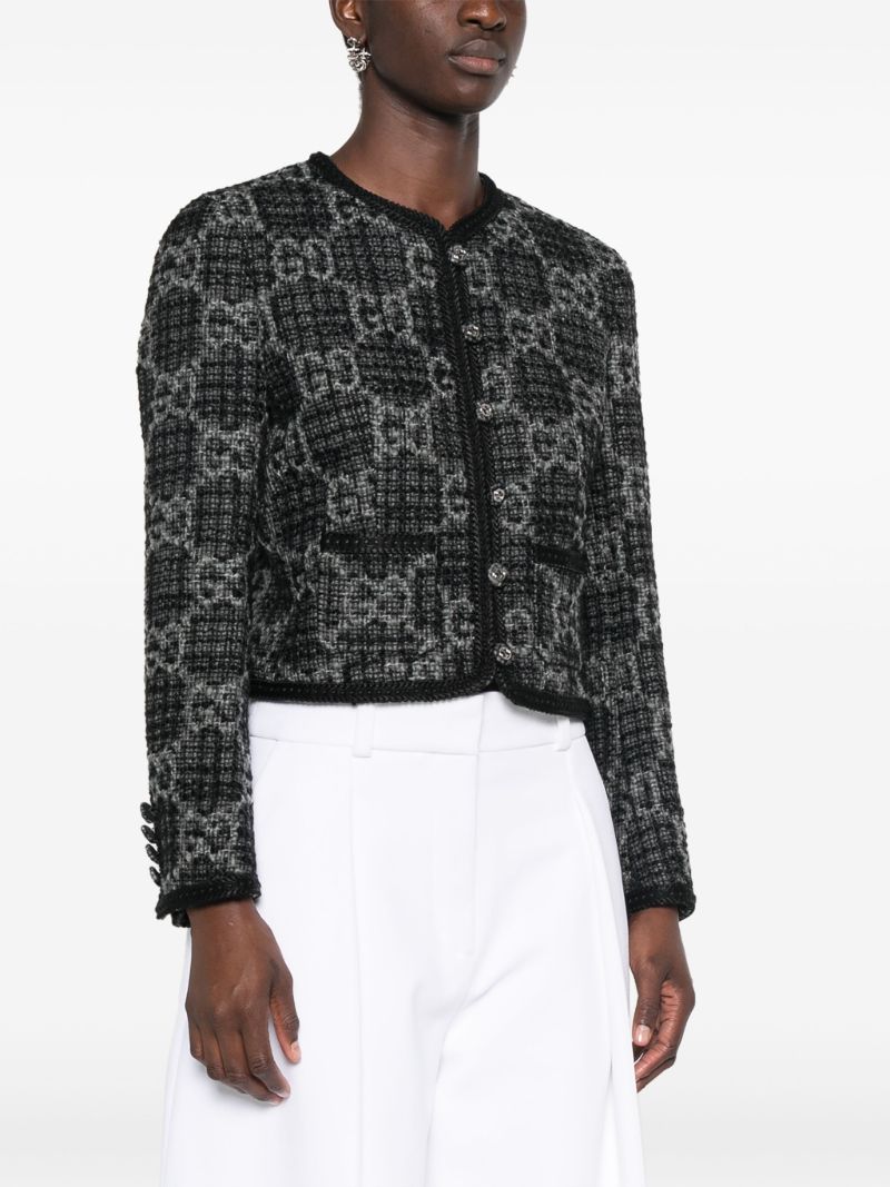 Grey Gg-pattern Tweed Jacket