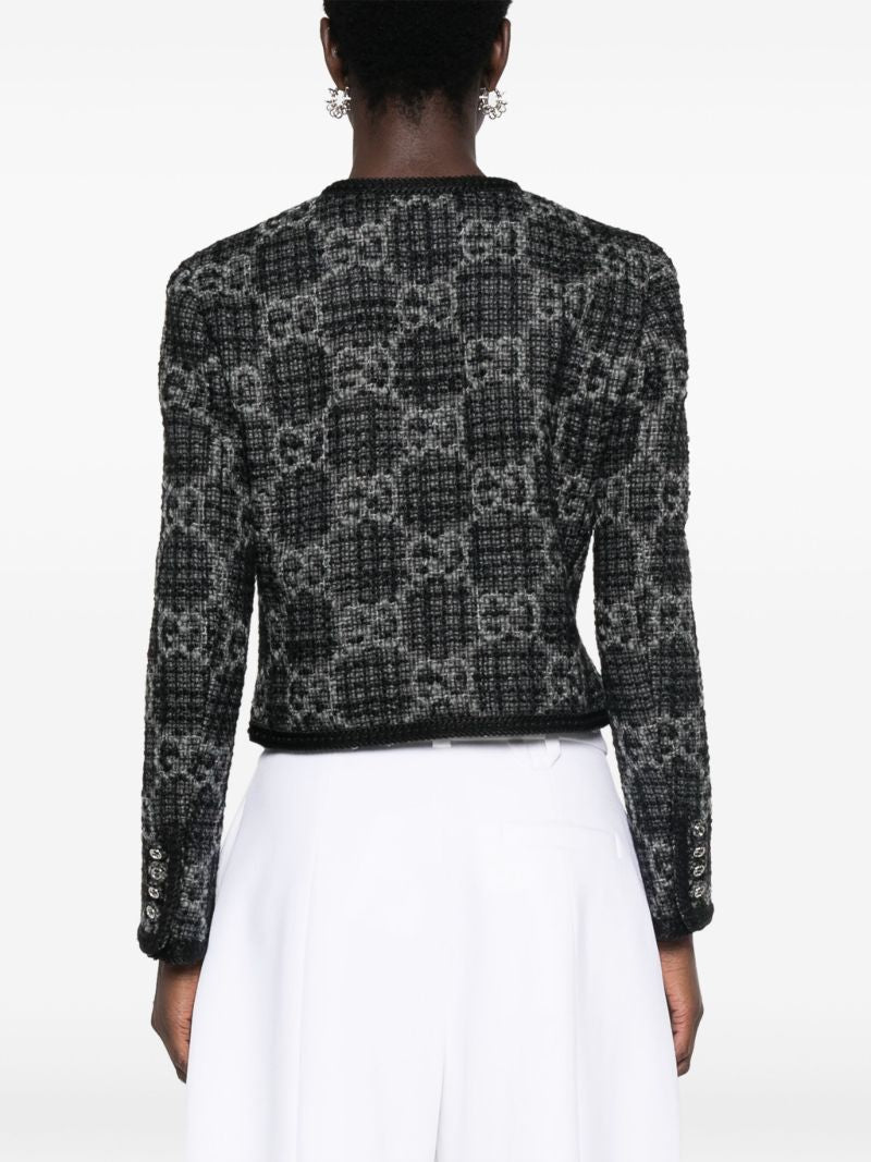 Grey Gg-pattern Tweed Jacket