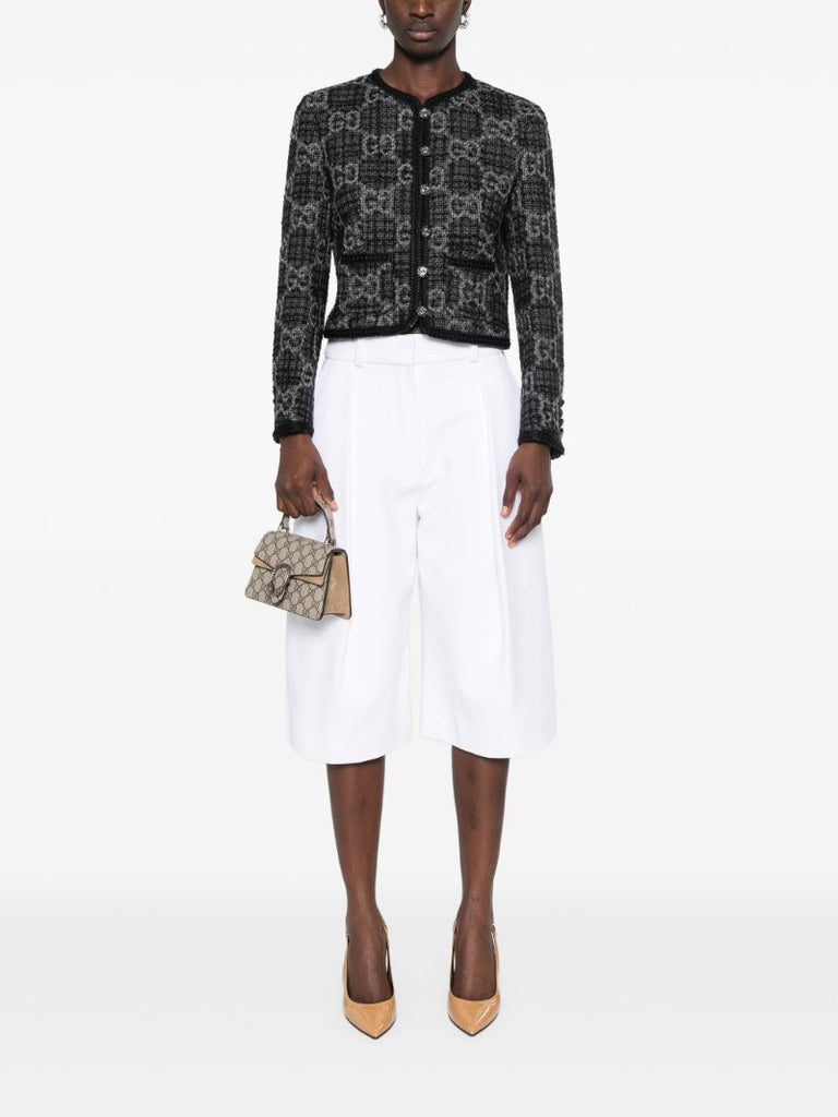 Grey Gg-pattern Tweed Jacket