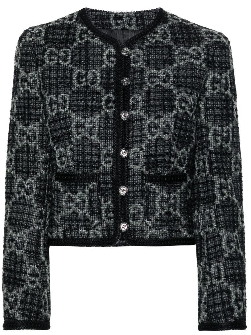 Grey Gg-pattern Tweed Jacket