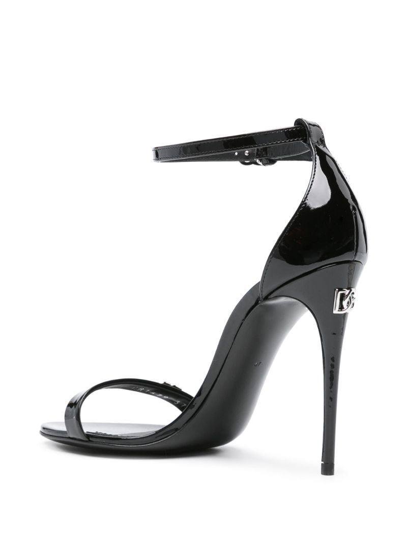 Black Logo-plaque Patent Leather Sandals