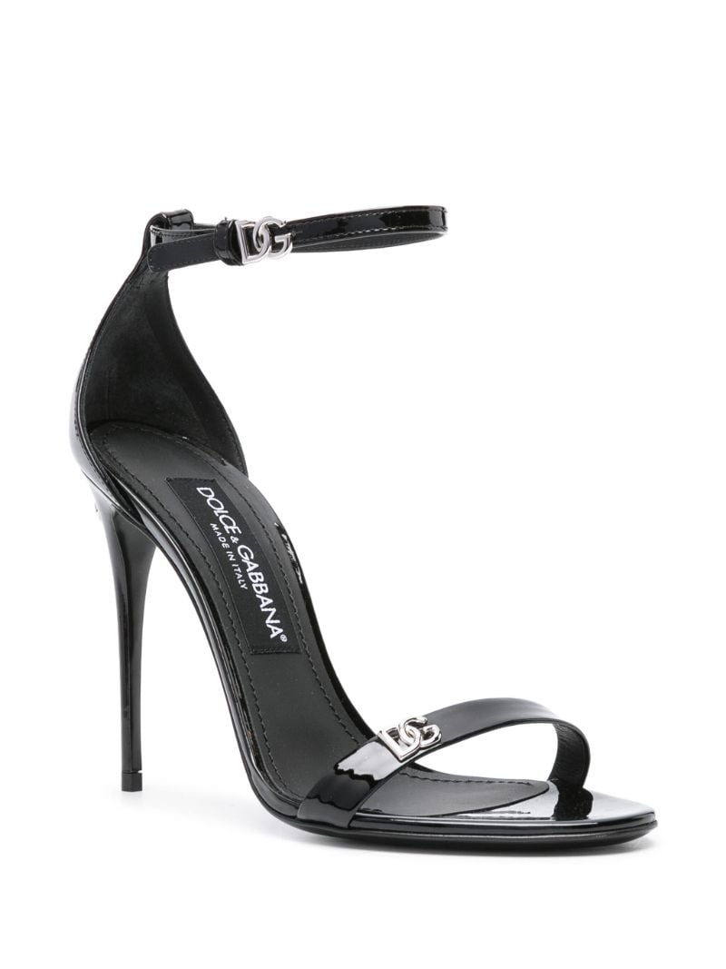 Black Logo-plaque Patent Leather Sandals