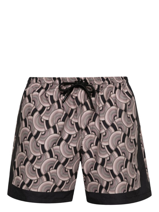 Neutral Pattern-print Swim Shorts