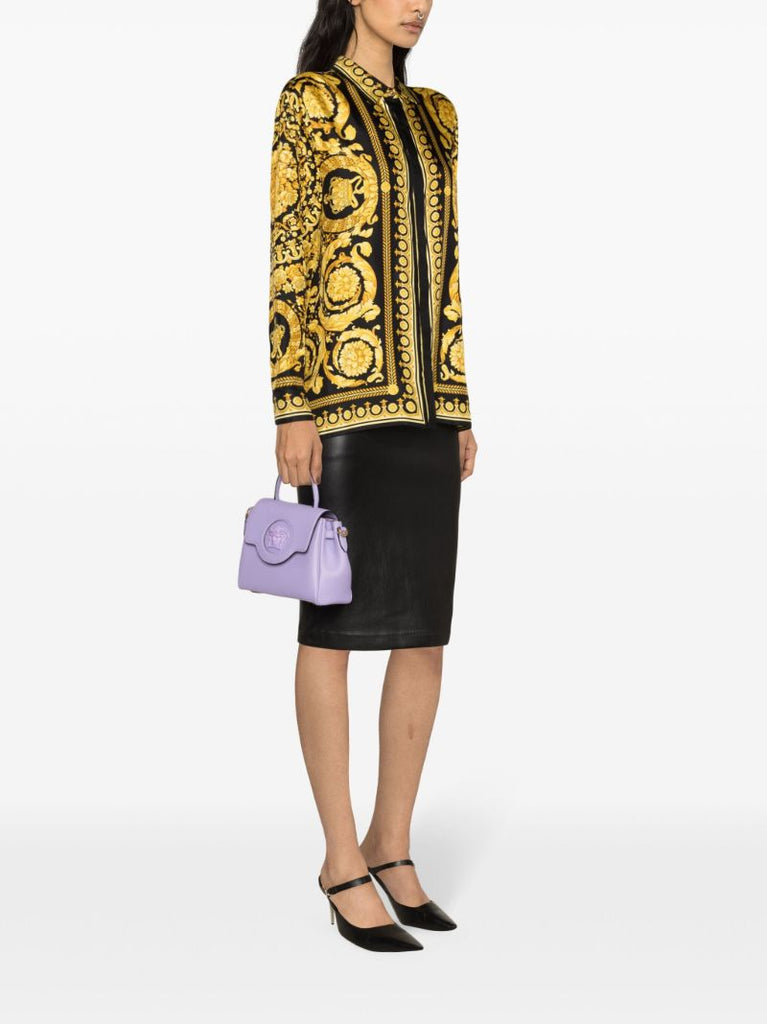 Gold-tone Barocco-print Silk Shirt