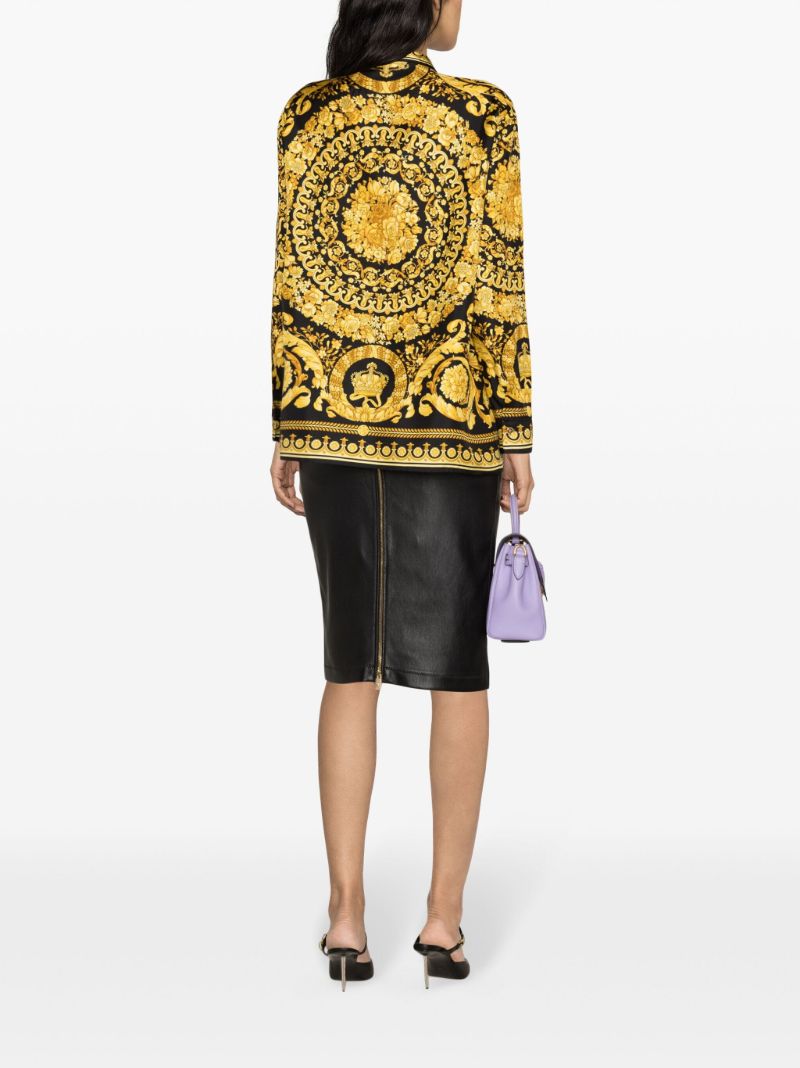 Gold-tone Barocco-print Silk Shirt