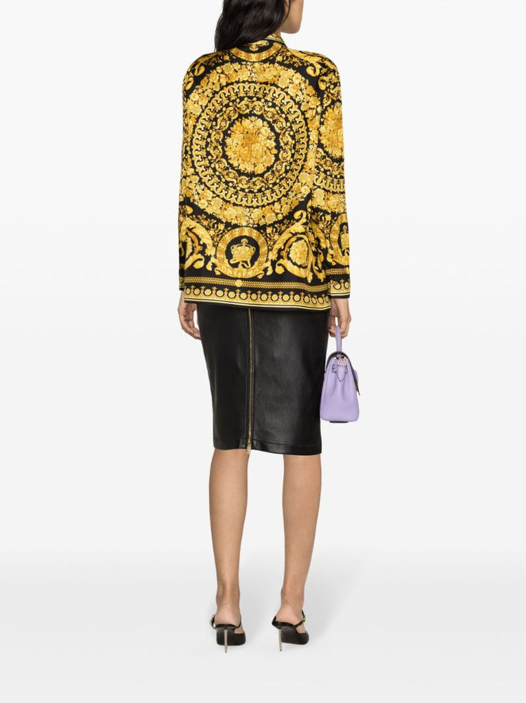 Gold-tone Barocco-print Silk Shirt