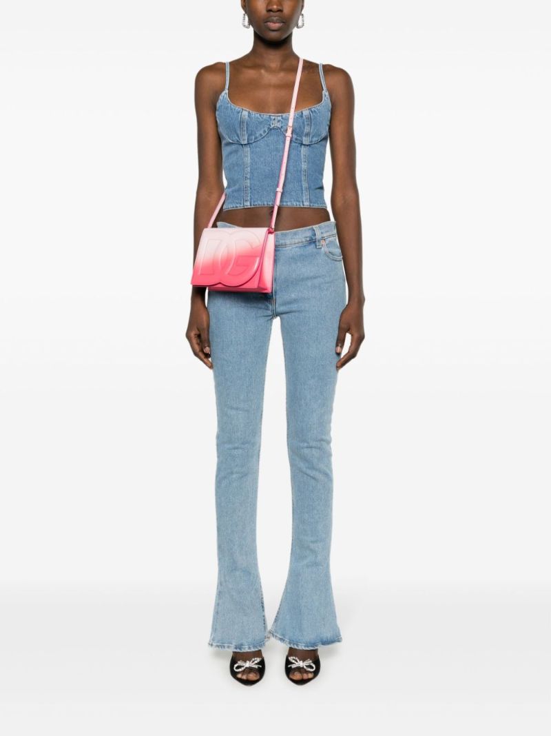 Pink Dg Logo Leather Cross Body Bag