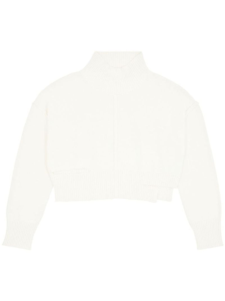 White Distressed Cropped Jumper