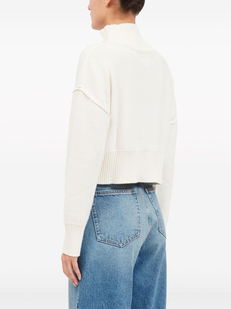 White Distressed Cropped Jumper